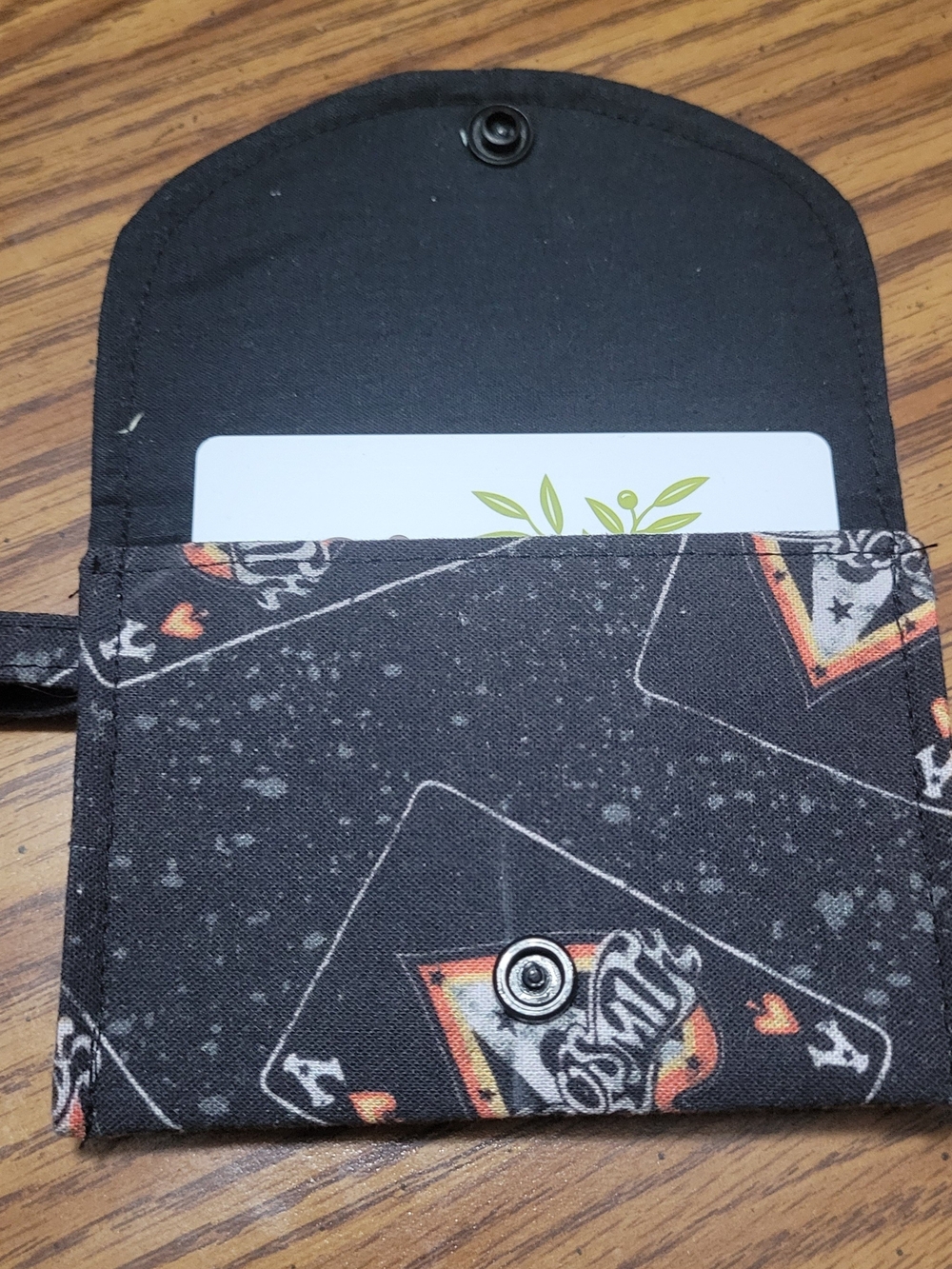 Black Patterned Card Wallet - Compact Phone Accessory - Picture 2 of 4